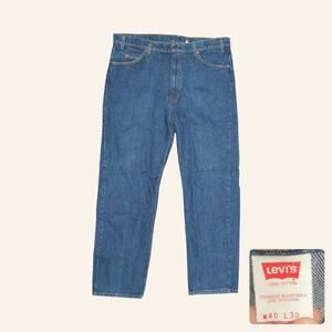 Vintage 90s Levi's 505 Blank Orange Tab Dark Wash Straight Jeans 40x31.5